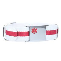 My Identity Doctor - Sports Medical ID Bracelet with Custom Engraving - Soft Nylon - Red and White