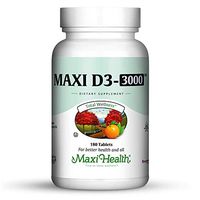 Maxi Health Natural Vitamin D3 -"3000 IU" - Nutrition Supplement, 180 Tablets, Kosher