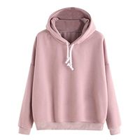 Clearance! Paymenow Women Teen Girls Long Sleeve Sweatshirt Simple Solid Color Warm Hoodie Pullover Top Casual Blouse (XL, Pink)