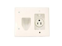 Monoprice 104006 Recessed Low Voltage Cable Wall Plate with Recessed Power, White