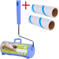 Creation Core Refillable Sticky Lint Roller Pet Hair Removers with Cover Cage and 2 Replacement Roll For Clothes Furniture Car and Pets Blue