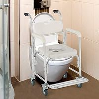 Medical Commode Toilet Seat Shower Wheelchair with Locking Casters