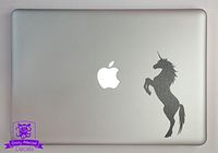 Overly Attached Decals Rearing Unicorn Vinyl Decal Sized To Fit A 15" Laptop - Silver Metallic