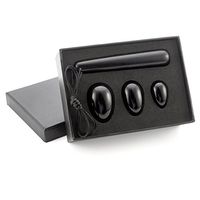 Top Plaza Set of 4 Yoni Egg,3 Size Gemstones,Drilled Black Obsidian Egg,for Kegel Exercise,Yoni Pelvic Floor Muscles Massage Exercise to Gain Better Muscles Control,Health Care Gift for Women