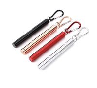 MyHeritage Portable Reusable Drinking Straws with Silicon Mouth– Collapsible & Foldable – Telescopic Stainless Steel Metal Straw – Aluminum Case + Last Long Cleaning Brush (Silver)