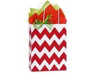 Christmas Gift Bags - Cub Chevron Stripe Red Recycled Bulk 8-1/4x4-3/4x10-1/2" (250 Bags) - Wraps-CSBCRE