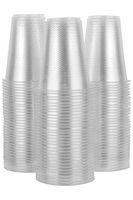 14 oz Thin Plastic Cups, 100 Flimsy Party Cups for Adults and Kids, Thin Disposable Drinking Glasses for Water, Beer, Salads, Ice-cream, Jelly, Fruits, Beer, Cocktails, BPA Free, Non-Toxic, Food-Safe