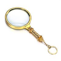Retro Handheld 4x Magnifying Glass HD Lens 90MM for The Elderly Reading Full Metal Keyring Gift Magnifier Suitable for Ewelry Identification, Watches Crafts Carving Repair LIXFDJ Vision Assisted Magni