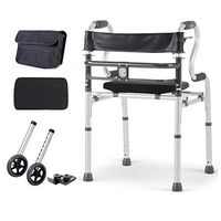 Advanced Medical Walker Aluminum Alloy Walker with Sitting Board + Wheels for Elderly, Seniors, Handicap, Disabled Max 180 Kg(400lbs)