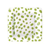 Caspari Spots Square Paper Salad & Dessert Plates in Green, 8 Per Package