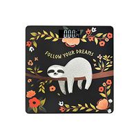 JOYPRINT High Precision Digital Bathroom Scale, Quotes Floral Cute Animal Sloth Body Weight Scales with Body Tape Measure, 400 Pounds, Tempered Glass