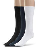Silky Toes 3 or 6 Pk Men's Diabetic Non-Binding Cotton Dress Socks, Multi Colors Also Available in Plus Sizes… (10-13, Black/Navy/White - 3 Pairs)