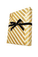 Marble+Vine Best Thick ECO-Friendly Gift WRAP: Geometric ZIGAG Ivory & Gold Sparkle (Set of 2 Rolls)
