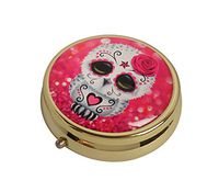 XingBoo Cute Pink Skull Owl Custom New Hot Round Medicine Tablet Pocket Travel Gold Pill Case Vitamin Glass Decorative Box