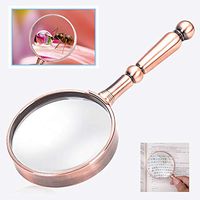 Handheld 3X Reading Bronze Magnifier, 8X Metal Magnifying Glass for Reading, Elder's Gift. (Classical)