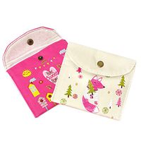 Honbay 2PCS Cute Cartoon Sanitary Napkin Cotton Bag Tampons Bag Storage Organizer Pouch for Women