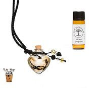All Well Beings Aromatherapy Essential Oil Necklace Diffuser Set, Glass Heart Shaped Bottle with extendable Cord, Essential Oil Bottle and Crown Cork