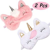 2 Pack Cute Animal Unicorn Sleeping Mask for Girls Cute Unicorn Horn Soft Plush Blindfold Eye Cover for Women Girls Travel Nap Night Sleeping