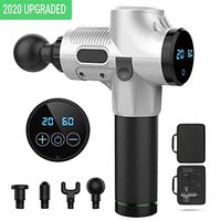 LVHE Handheld Percussion Massage Gun, Deep Tissue Massager for Sore Muscle and Stiffness, Electric Muscle Massager with 4 Head, LED Indicator, 20-Speed Vibration Adjustment (Silver)