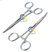 G.S 2 PCS Dog CAT PET Hair Puller Remover Stainless Steel HEMOSTAT Locking Forceps 5.5" Straight & Curved Full Serrated