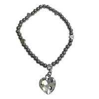 Magnetic Hematite Bracelet with Crystal Heart