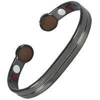 Magnetic Therapy Bracelet Stanless Steel Bangle Arthritis Tendonitis Carpal Tunnel Pain Relief Gunmetal Copper Color Bangle,Negative ions,Infrared Ray(FIR) (Gunmetal Black, 7.4'')