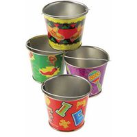 Assorted Mexican Fiesta Design Mini Decorative Metal Bucket With Handle