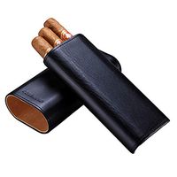 Humidors Three Cigar Travel Cigar Set Portable Cigar Moisturizing Tube Cigar Moisturizing Sleeve Cedar Wood Lining Gift (Color : Black, Size : 4.5187.8cm)