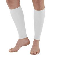 Ames Walker AW 5101 Microfiber Compression Leg Sleeves White Medium Relieves Tired Legs Relief for strained Calf Muscles Non Binding top and Bottom welt Therapeutic Relief Improves Circulation