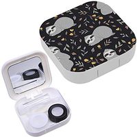 Portable Contact Lens Case Box Travel Kit Mirror + Bottle + Tweezers Container Holder [ Cute Baby Sloths ]