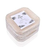 The Palms Bamboo Palm Leaf Plates, 25 Count, 7 Inch Square for Appetizers, Birthday Cake, BBQ, Dinner or Camping, Rustic Natural Dishware, Biodegradable Compostable