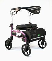 Evolution Trillium Lightweight Medical Walker Rollator with Seat, Large Wheels, Brakes, Backrest, Basket for Seniors Indoor Outdoor use (Mini, Pink)