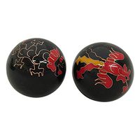Baoding Balls Chinese health Massage Exercise Stress Balls -Black Dragon & Phoenix #2