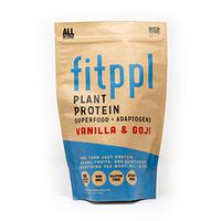 fitppl Plant Protein Superfood + Adaptogens (Vanilla & Goji) | Organic Ingredients, Stevia-Free, Gluten-Free, Vegan, Non-GMO, All Natural, Eco-Friendly Protein Powder - (20 Servings)