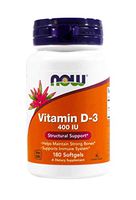NOW Foods Vitamin D-3 400 IU Softgels, 2 pk