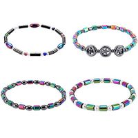 SUPVOX 4pcs Hematite Magnetic Anklets Healthy Magnetic Bracelet Jewelry for Men Women Arthritis Carpal Tunnel