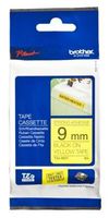 Brother 3/8" Tze Tape 9Mm Black On Yellow Adhesive