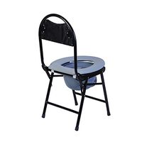BINZHI Bedside Toilet Chair Elderly Pregnant Woman Sitting On The Toilet Chair Folding Portable Comfort Backrest, Bearing Weight 90kg Bedside Toilet (Color : Black)