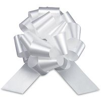 WHITE Pull String Bows - 5.5" Wide 20 Loops (1 & 7/8" ribbon) Set of 50 Bulk