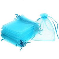 Mudder 50 Pack Organza Gift Bags Wedding Party Favor Bags Jewelry Pouches Wrap, 4 x 4.72 Inches (Aqua Blue)