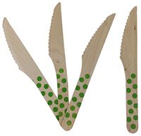 Just Artifacts Wooden Cutlery Utensil 12pcs Polka Dot Green Apple Knife