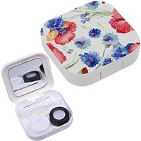 Portable Contact Lens Case Box Travel Kit Mirror + Bottle + Tweezers Container Holder [ Beautiful Floral Watercolor ]