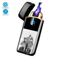Lighter Arc Lighter Windproof Electronic Lighter with USB Cable Custom Photo(Black F)