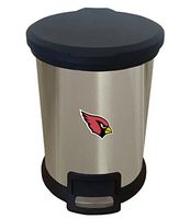 The Furniture Cove New 1.3 Gallon Round Stainless Steel Step Trash Can Waste Basket Featuring Your Choice of a Football Team Logo (Cardinals)