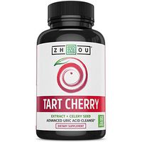 Zhou Nutrition Tart Cherry Extract Capsules with Celery Seed - Advanced Uric Acid Cleanse for Joint Comfort, Healthy Sleep Cycles & Muscle Recovery - Potent Polyphenols Supplement - 60 Veggie Capsules