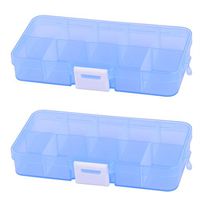 uxcell Plastic Household Rectangular 10 Compartments Adjustable Pill Box Case 2pcs Blue
