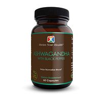 Thrive Now Health Organic Ashwagandha Capsules with Black Pepper - Relieve Stress, Enhance Mood, Reduce Fatigue - 60 Ct.