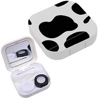 Portable Contact Lens Case Box Travel Kit Mirror + Bottle + Tweezers Container Holder [ Cow ]