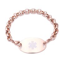 Rose Gold Medical ID Tag & Rolo Bracelet - Diabetes Type 1