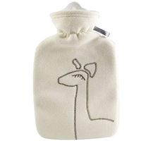 Hot Water Bottle with Cover - Hot Cold Pack Made of Burst Resistant Thermoplastic with Fleece Sleeve, Helps Relieve Muscle Aches & Pains, Menstrual Cramps, Flu Symptoms (1.8 L White Deer Application)